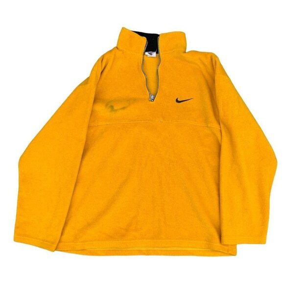 VINTAGE 90s White Tag Nike Fleece Quarter Zip Sweater Large DAMAGED - Picture 1 of 7
